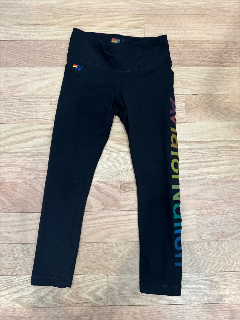 Aviator Nation Black Rainbow Logo Leggings